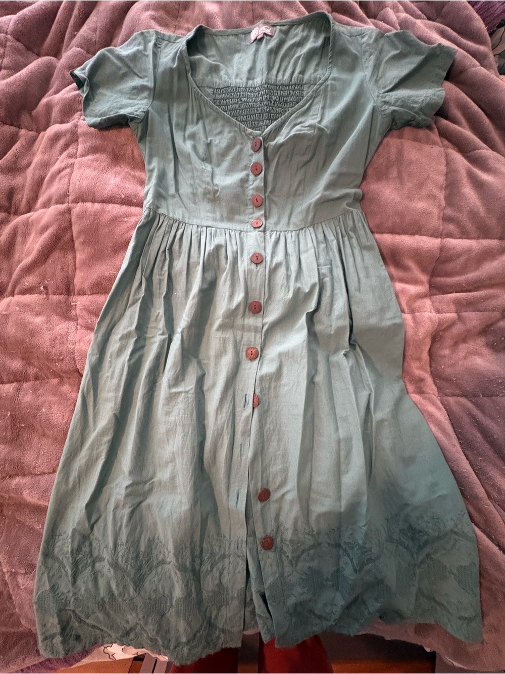 Chai Sage Green Button-Front Dress - Medium